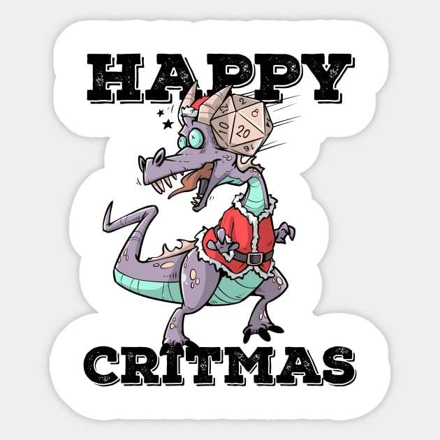 Critical Hit D20 Dice RPG Meme PnP Dragon Happy Critmas Gift Sticker by TellingTales